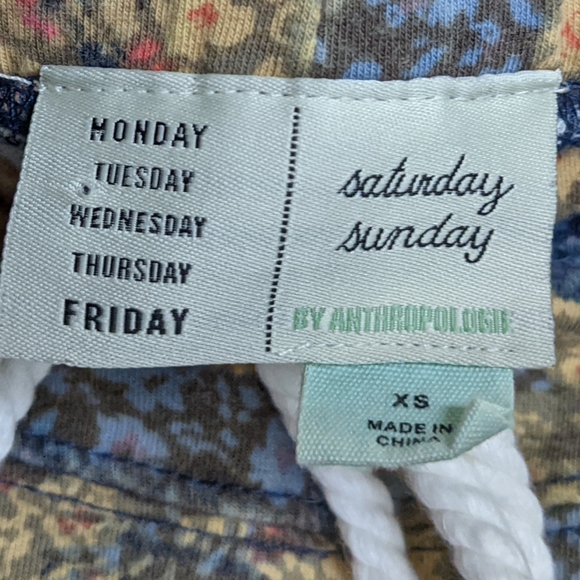 Anthropologie Women's Floral Jogger Sweatpants XS Blue Beige Comfy Lounge Pants - Picture 5 of 9